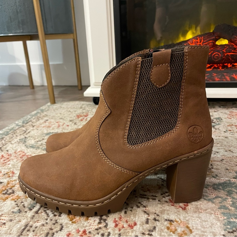 Rieker Y2554 Brandy Heeled Ankle Boots in Brown
